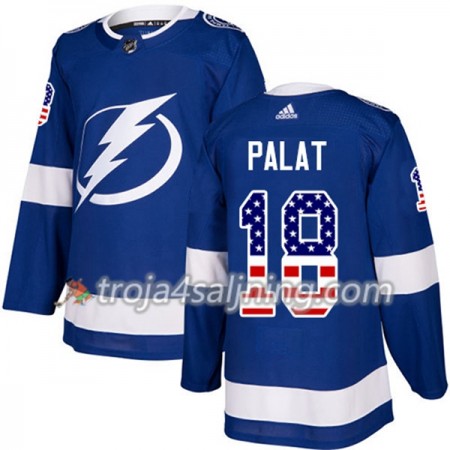Tampa Bay Lightning tröja Ondrej Palat 18 Adidas 2017-2018 Blå USA Flag Fashion Authentic - NHL Tröjor Herr Tampa Bay Lightning tröja Ondrej Palat 18 Adidas 2017-2018 Blå USA Flag Fashion Authentic - NHL Tröjor Herr
